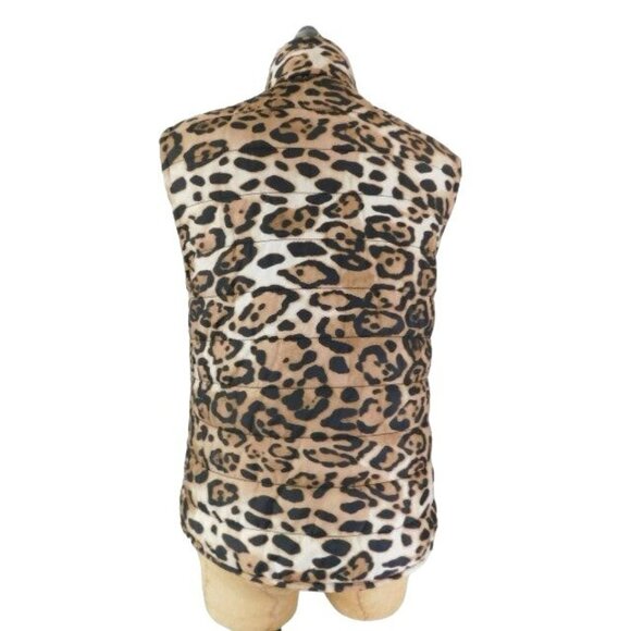 Westbound Size PS Petite Small Leopard Fleece Lined Warm Puffer Vest NWT - Picture 3 of 3